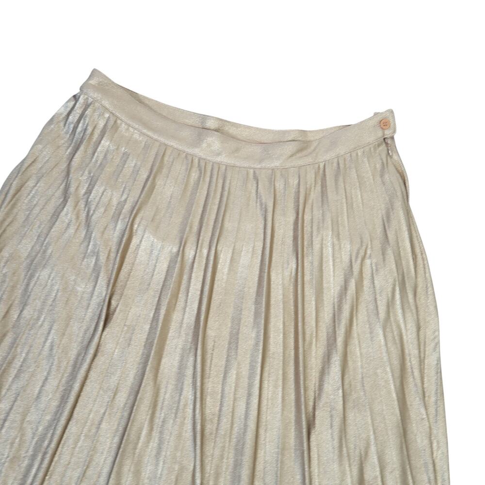 INC International Concepts Shiny Metallic Gold Pleated Maxi Skirt 10 - Picture 2 of 6
